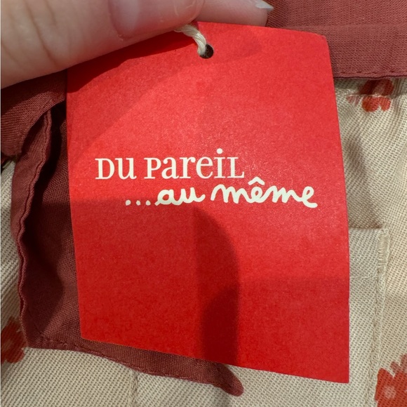 NEW NWT Du Pareil Baby Girls Coral Pink Floral Print Belted Pants Size 3M Bottom - Picture 7 of 8